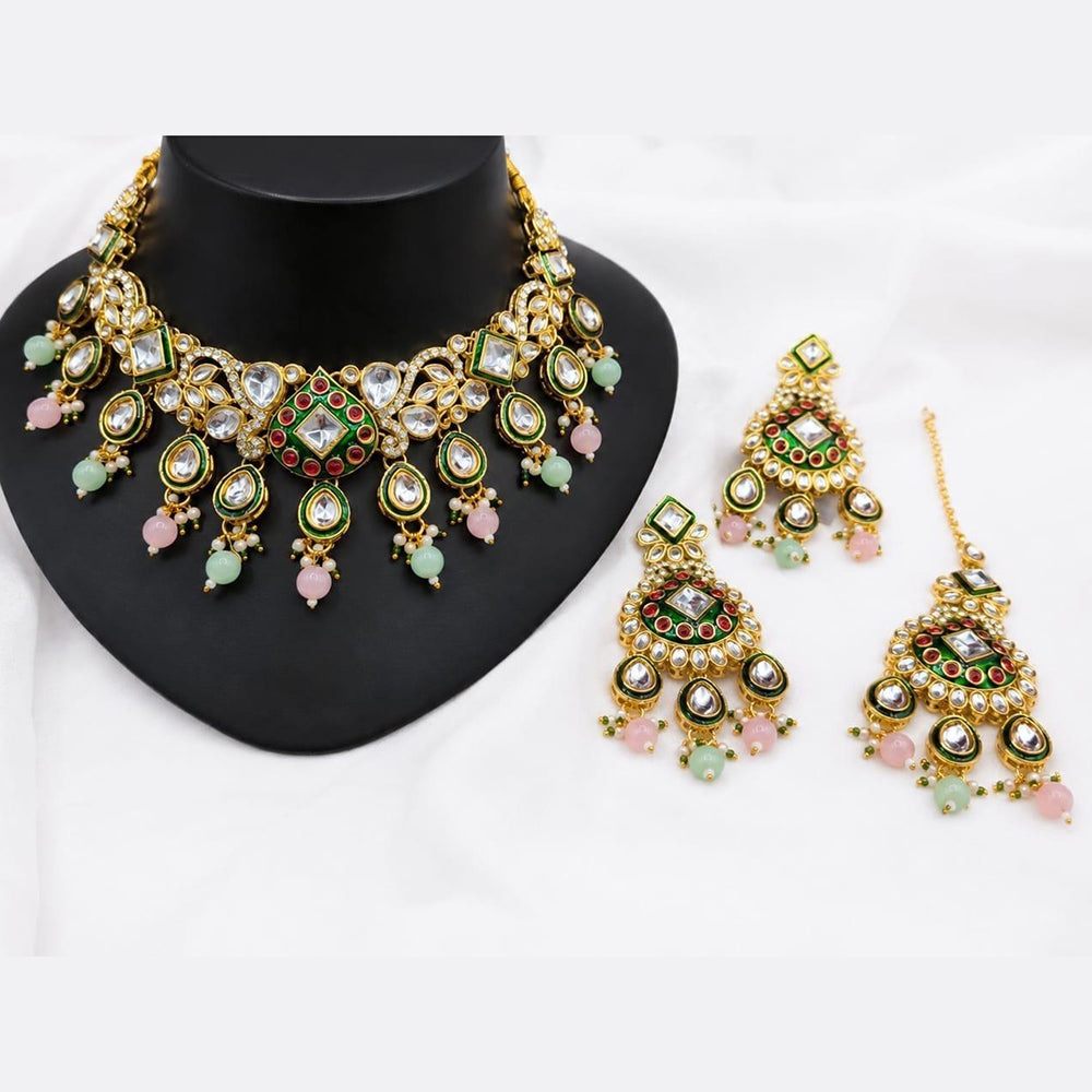 FS Collection Premium Crystal Stone Pearl And Beads Necklace Set for Women
