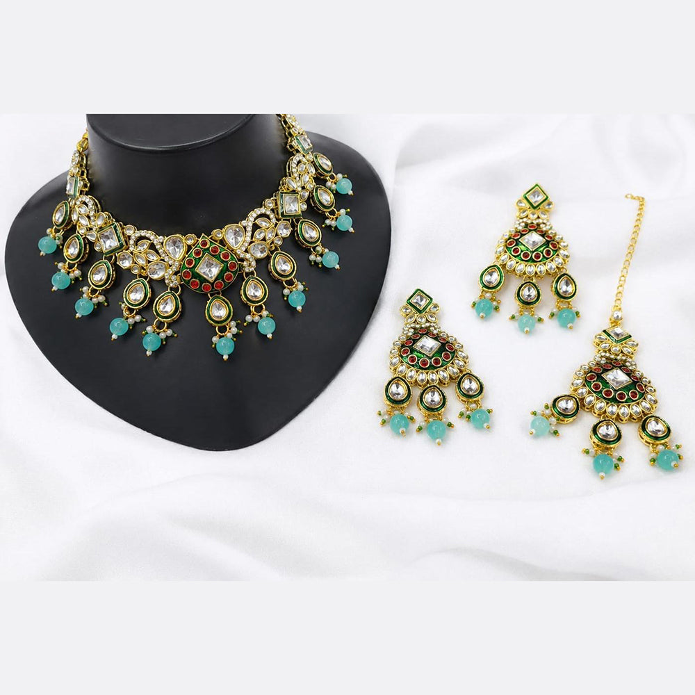 FS Collection Premium Crystal Stone Pearl And Beads Necklace Set for Women