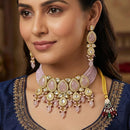 FS Collection Premium Kundan Stone Pearl And Beads Choker Necklace Set for Women