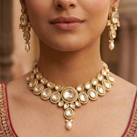 FS Collection Premium Kundan Stone  Necklace Set for Women