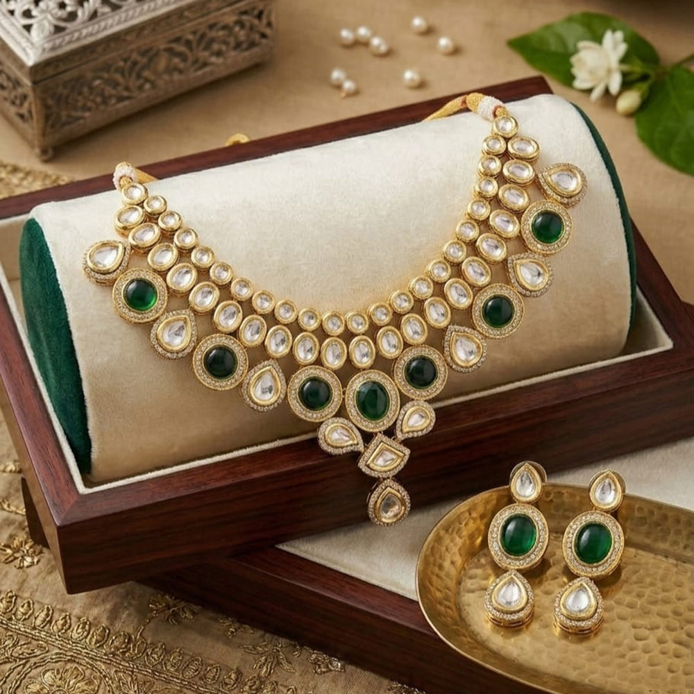 FS Collection Premium Kundan Stone  Necklace Set for Women