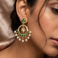 FS Collection Pota Stone And Pearl Designer Dangler Earrings