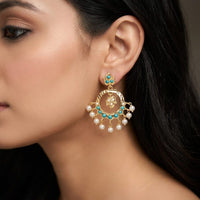 FS Collection Pota Stone And Pearl Designer Dangler Earrings