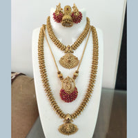 FS Collection Grand Pota Stone Temple Double Strand Necklace Set 