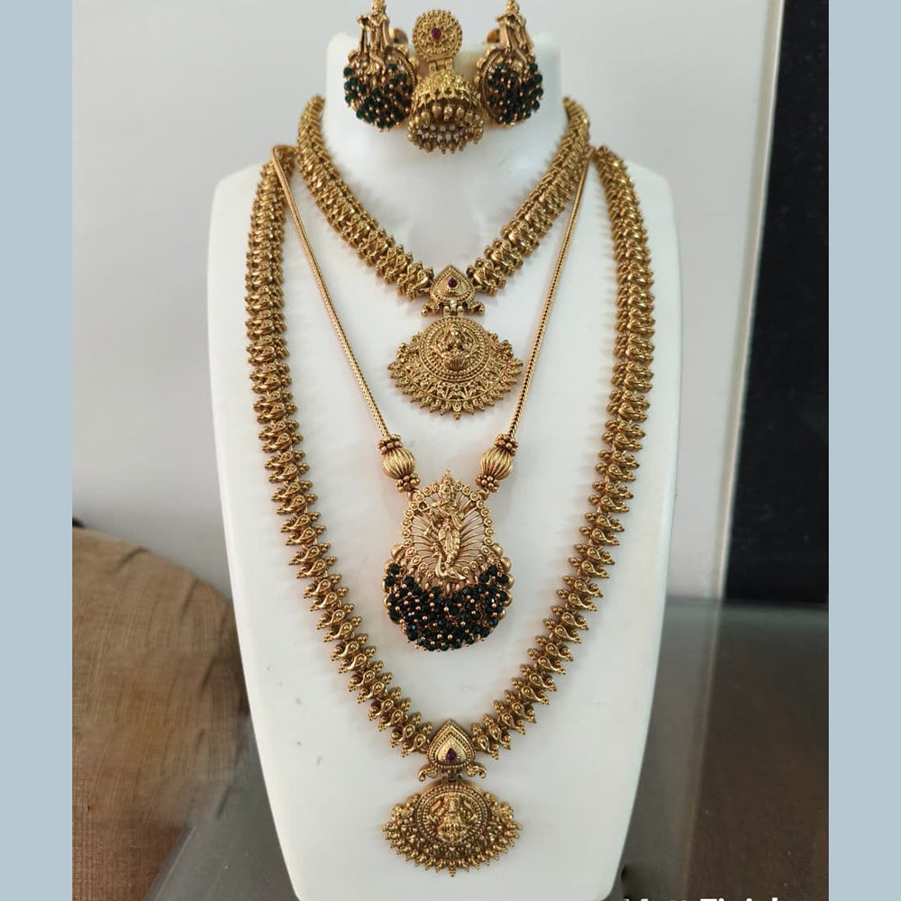 FS Collection Grand Pota Stone Temple Double Strand Necklace Set