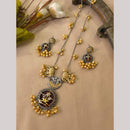 FS Collection Ethnic 2 Tone Plated Pota Stone And Ghungroo Long Necklace Set
