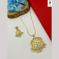 FS Collection Ethnic Gold Plated Pearl Chain Pendant Set