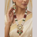 FS Collection Luxury Kundan Stone Pearl And Beads Long Necklace Set
