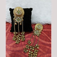 FS Collection Designer Kashmiri Pota Stone And Ghughroo Dangler Earrings