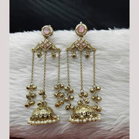 FS Collection Designer Kashmiri Pota Stone And Ghughroo Jhumki Earrings