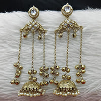 FS Collection Designer Kashmiri Pota Stone And Ghughroo Jhumki Earrings