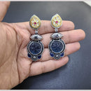 FS Collection Premium Dual Tone Plated Pota Stone Dangler Earrings for Women