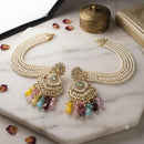 FS Collection Festive Wear Kundan Stone And Kan Chain Dangler Earrings