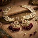 FS Collection Festive Wear Kundan Stone And Kan Chain Dangler Earrings