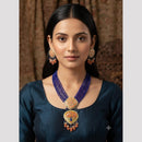 FS Collection Elegant Kundan Stone And Beads Meenakari Necklace Set