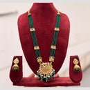 FS Collection Elegant Pota Stone And Beads Temple Long Necklace Set