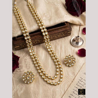 FS Collection Elegant Kundan Stone Long Necklace Set