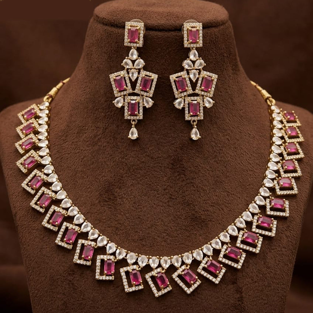 FS Collection Sparkling American Diamond Jewellery Set for Women