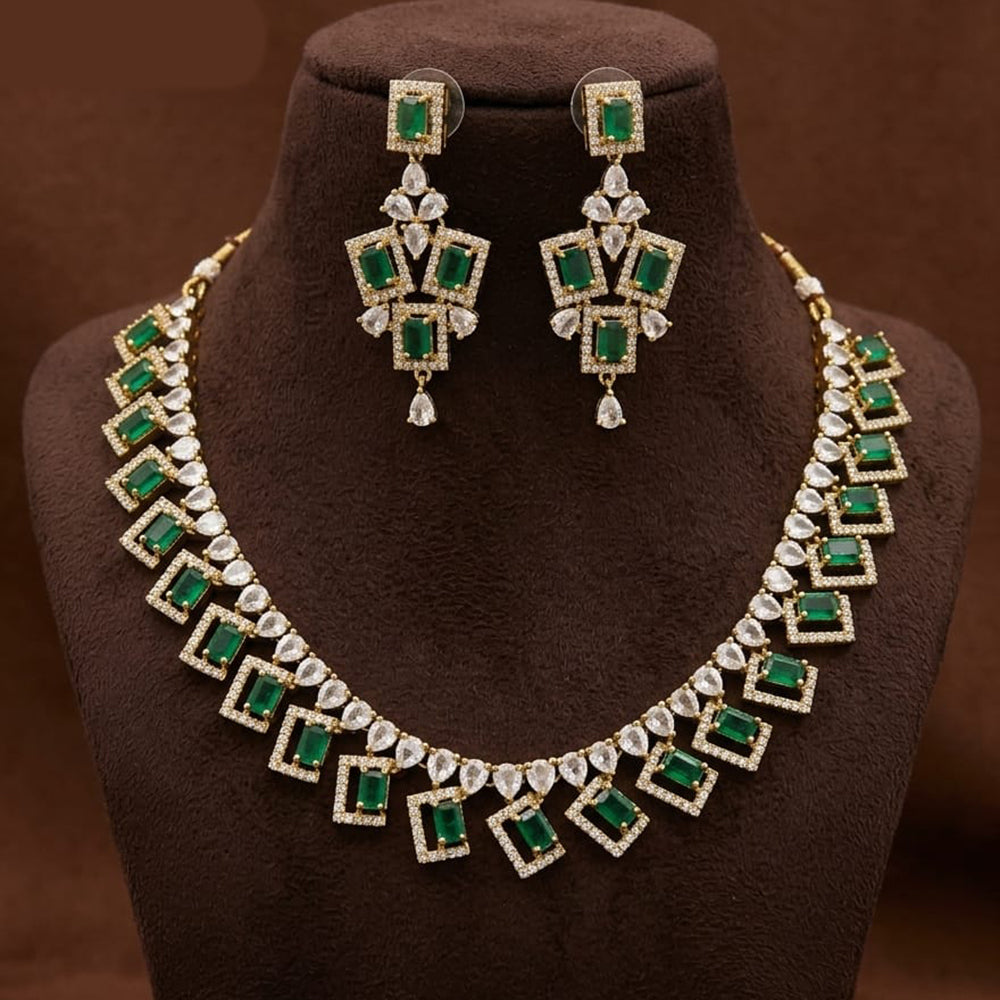 FS Collection Sparkling American Diamond Jewellery Set for Women
