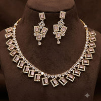 FS Collection Sparkling American Diamond Jewellery Set for Women