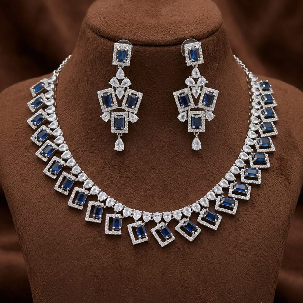 FS Collection Sparkling American Diamond Jewellery Set for Women