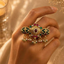 FS Collection Designer Pota Stone And Pearl Statement Ring for Women