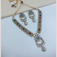 FS Collection Traditional Pota Stone Necklace Set for Women & Girls