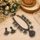 FS Collection Vintage Oxidised Plated Pota Stone Necklace Set for Women & Girls