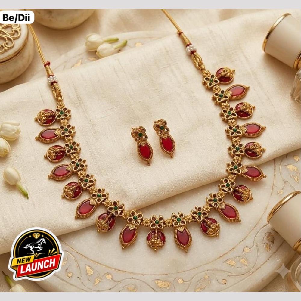 FS Collection Classic Pota Stone Temple Necklace Set