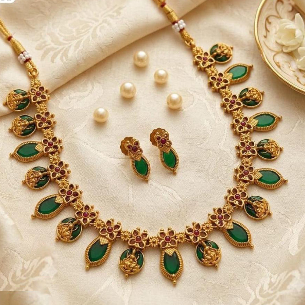 FS Collection Classic Pota Stone Temple Necklace Set