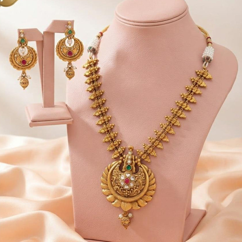 FS Collection Classic Pota Stone And Pearl Necklace Set