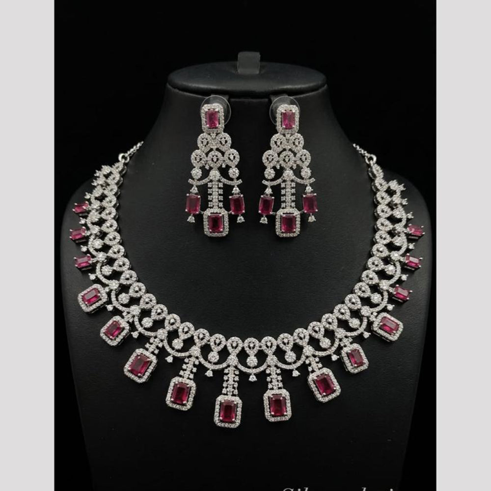 FS Collection Dazzling American Diamond And Austrian Stone Necklace Set