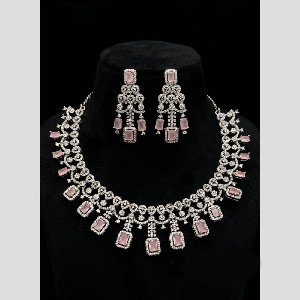 FS Collection Dazzling American Diamond And Austrian Stone Necklace Set