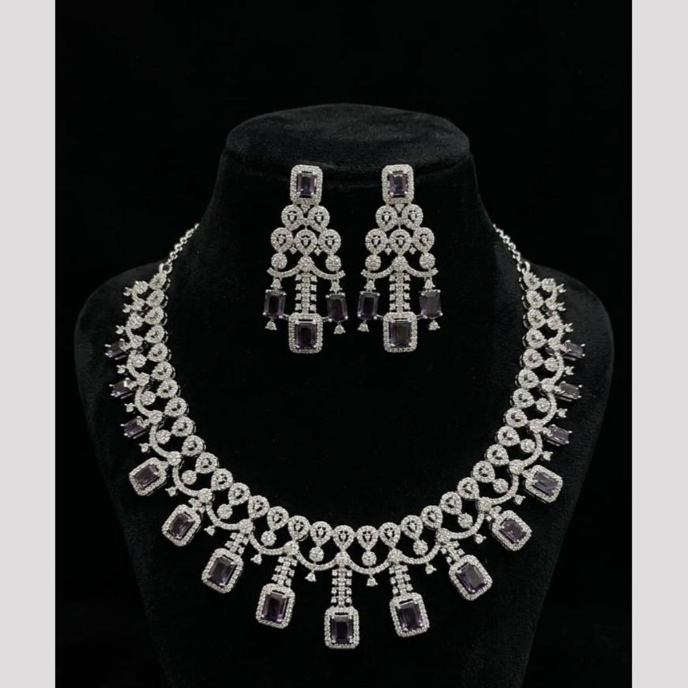 FS Collection Dazzling American Diamond And Austrian Stone Necklace Set