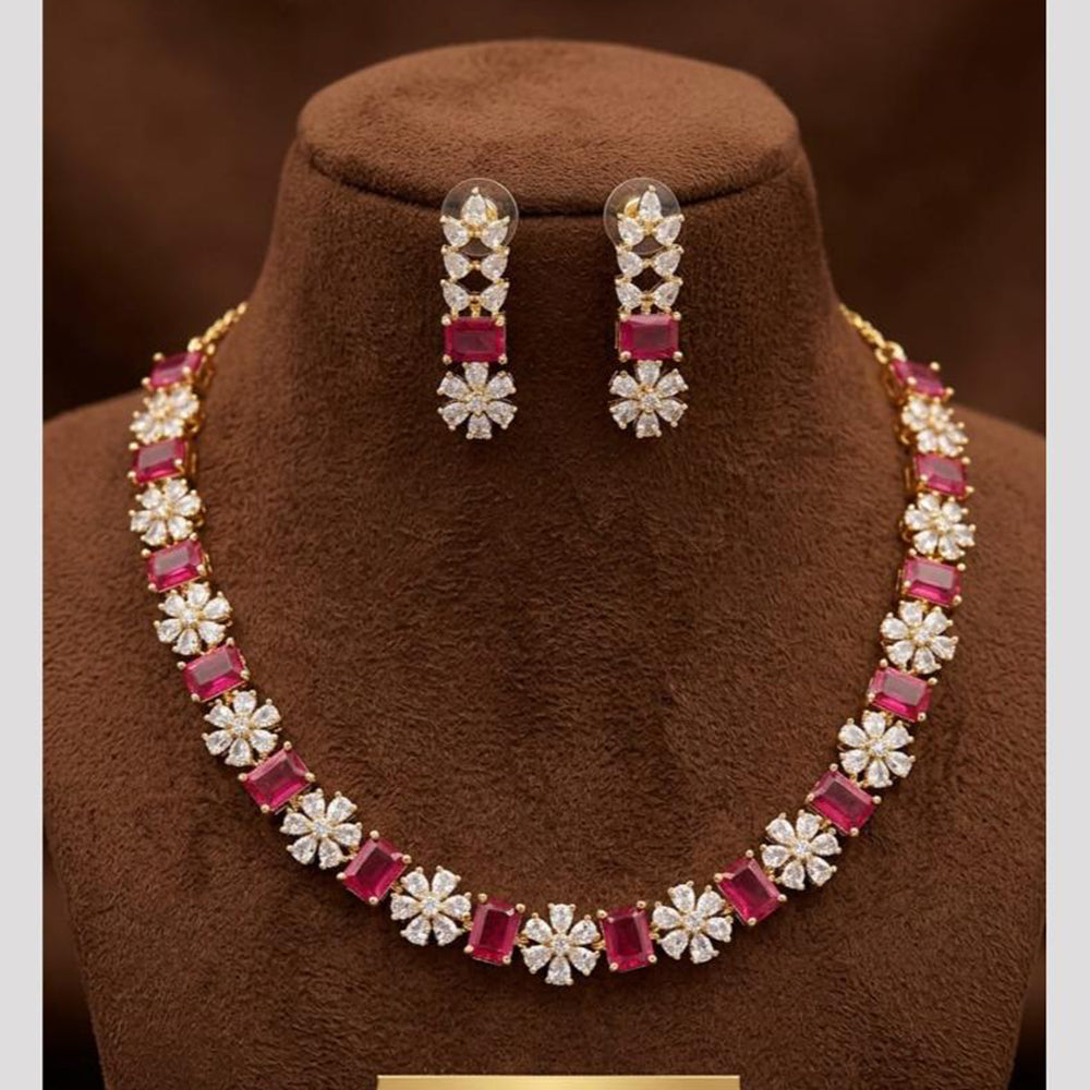 FS Collection Dazzling American Diamond Necklace Set