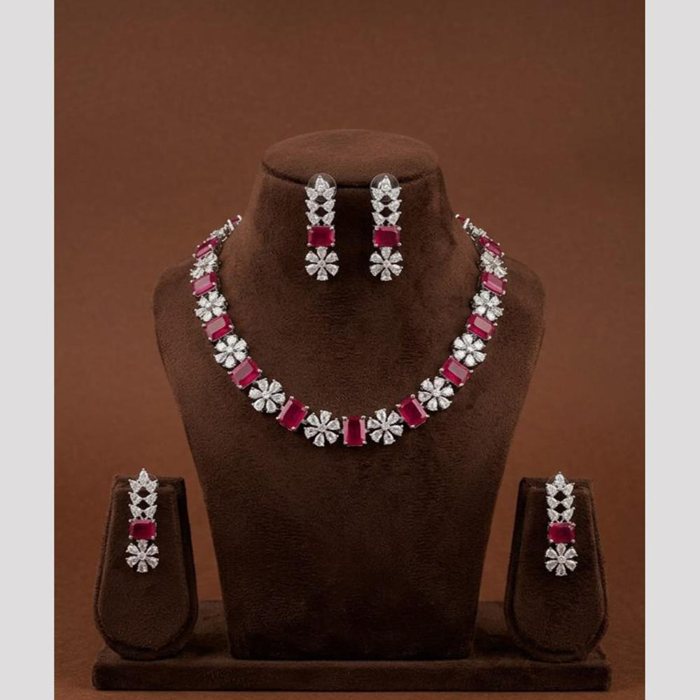 FS Collection Dazzling American Diamond Necklace Set