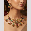 FS Collection Royal Pota Stone And Ghungroo Choker Necklace Set