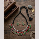 FS Collection Vintage Oxidised Plated Pota Stone Necklace Set for Women & Girls