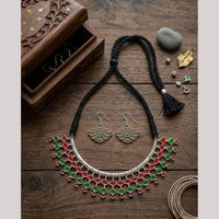 FS Collection Vintage Oxidised Plated Pota Stone Necklace Set for Women & Girls