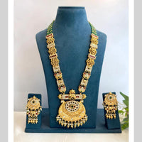 FS Collection Classic Pota Stone And Austrian Stone And Pearl Long Necklace Set