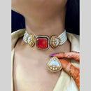 FS Collection Elegant Pota Stone Festive Choker Necklace Set