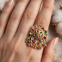 FS Collection Designer Pota Stone And Pearl Statement Ring for Women