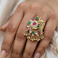 FS Collection Designer Pota Stone And Pearl Statement Ring for Women