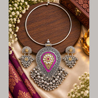FS Collection 2 Tone Plated Pota Stone And Pearl Necklace Set