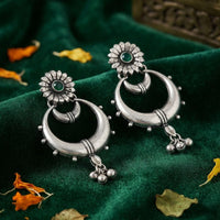 FS Collection Ethnic Oxidised Pota Stone Hanging Earrings