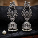 FS Collection Ethnic Oxidised Pota Stone Jhumki Earrings