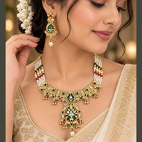 FS Collection Elegant Pota Stone Pearl And Beads Necklace Set