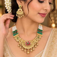 FS Collection Elegant Pota Stone Pearl And Beads Necklace Set