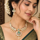 FS Collection Elegant Pota Stone Pearl And Beads Meenakari Necklace Set