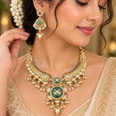 FS Collection Elegant Pota Stone Pearl And Beads Meenakari Necklace Set